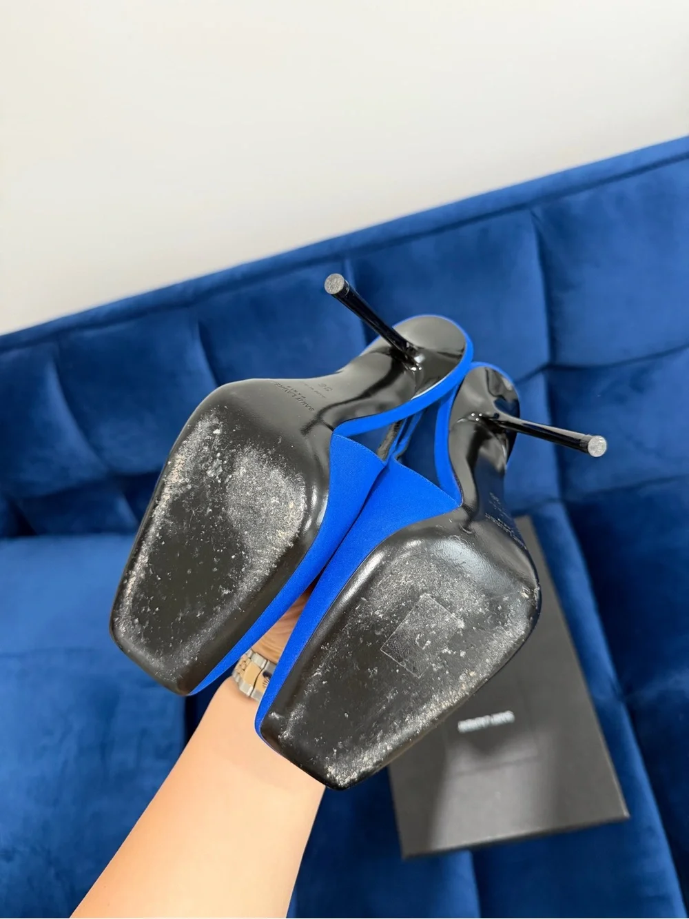 Saint Laurent Blue Slingback Pumps in great condition. Worn twice. - Picture 2 of 3